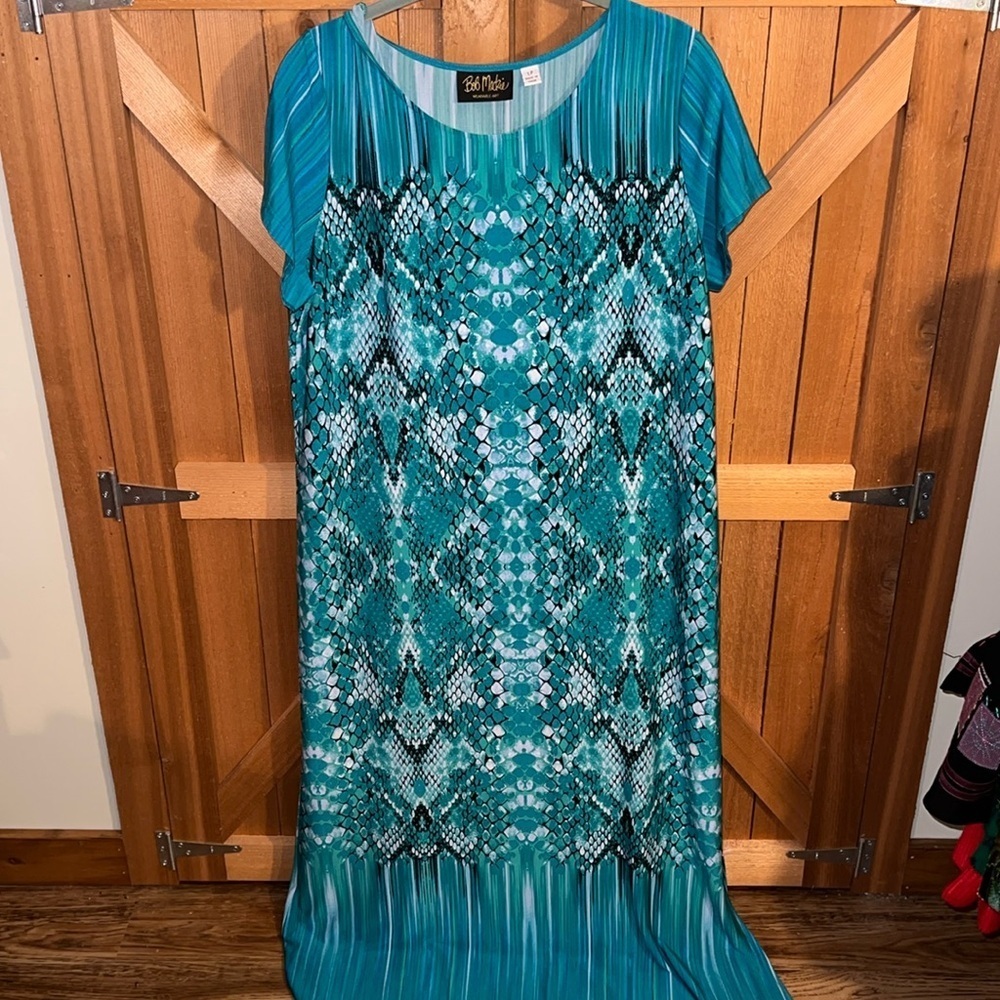 Bob Mackie Green Black Maxi Dress LP